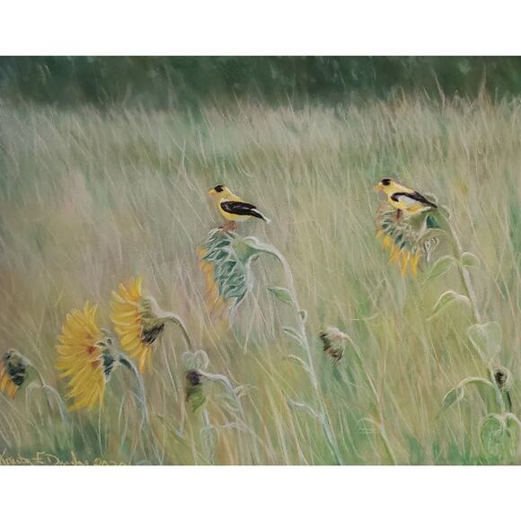 Sunflowers & Goldfinches 5"x7" Greeting Cards Set of 4 Acid Free Art Print - Picture 6 of 6